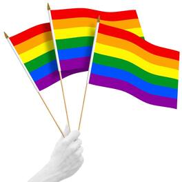G128 - Handheld LGBT Pride Stick Flags 12x18 Inch Printed 150D Polyester 10 Pack - Rainbow