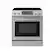 The image shows a stainless steel oven with a digital display that reads "C 2:00 Insignia." The oven has a black door and is likely a part of a kitchen appliance set.