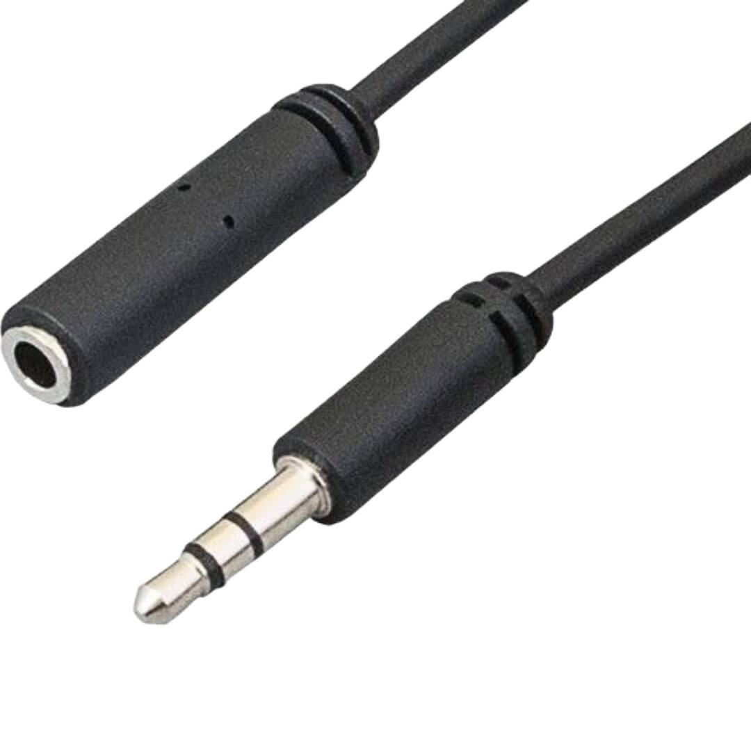 Sanoxy - 25ft 3.5mm Stereo Male to Female Extension Audio Cable Slim Type - Black