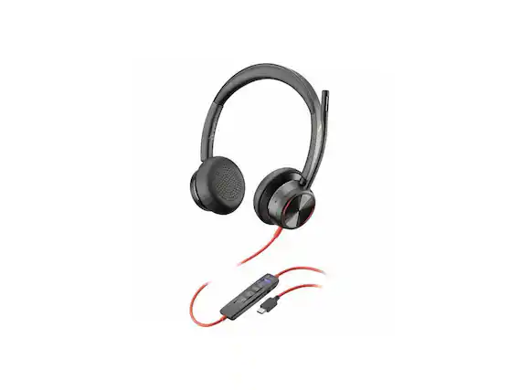 Front. HP - Poly Blackwire 8225 Headset - Microsoft Teams - USB A/C - Noise Cancelling - Black.