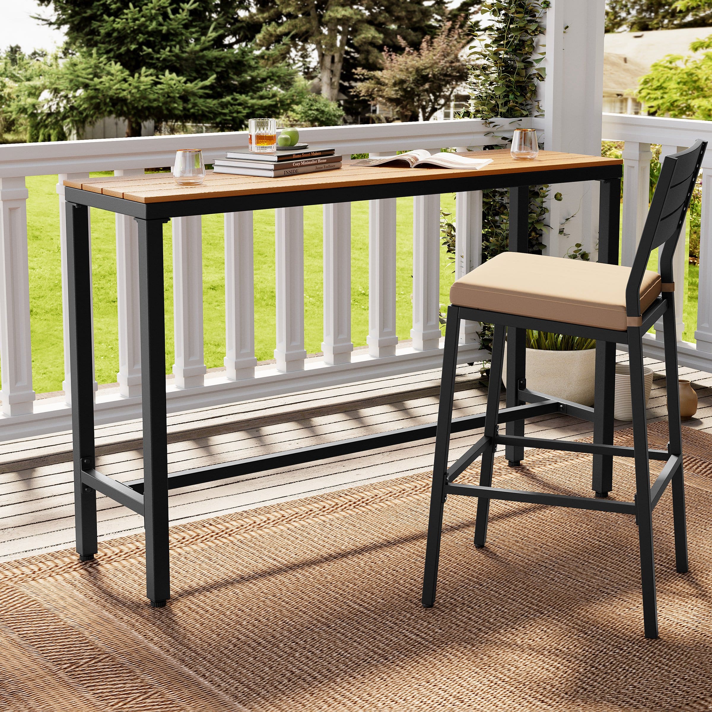 Crestlive Products - Rectangle Outdoor Bar Table with Waterproof Top and Sturdy Metal Frame - Brown price history on PriceWatchPro
