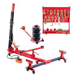 VEVOR - Auto Body Frame Puller Straightener, 6T Tension Car Body Repair Equipment with 3T Airbag Jack & 6000PSI Hydraulic Foot - Red;Black
