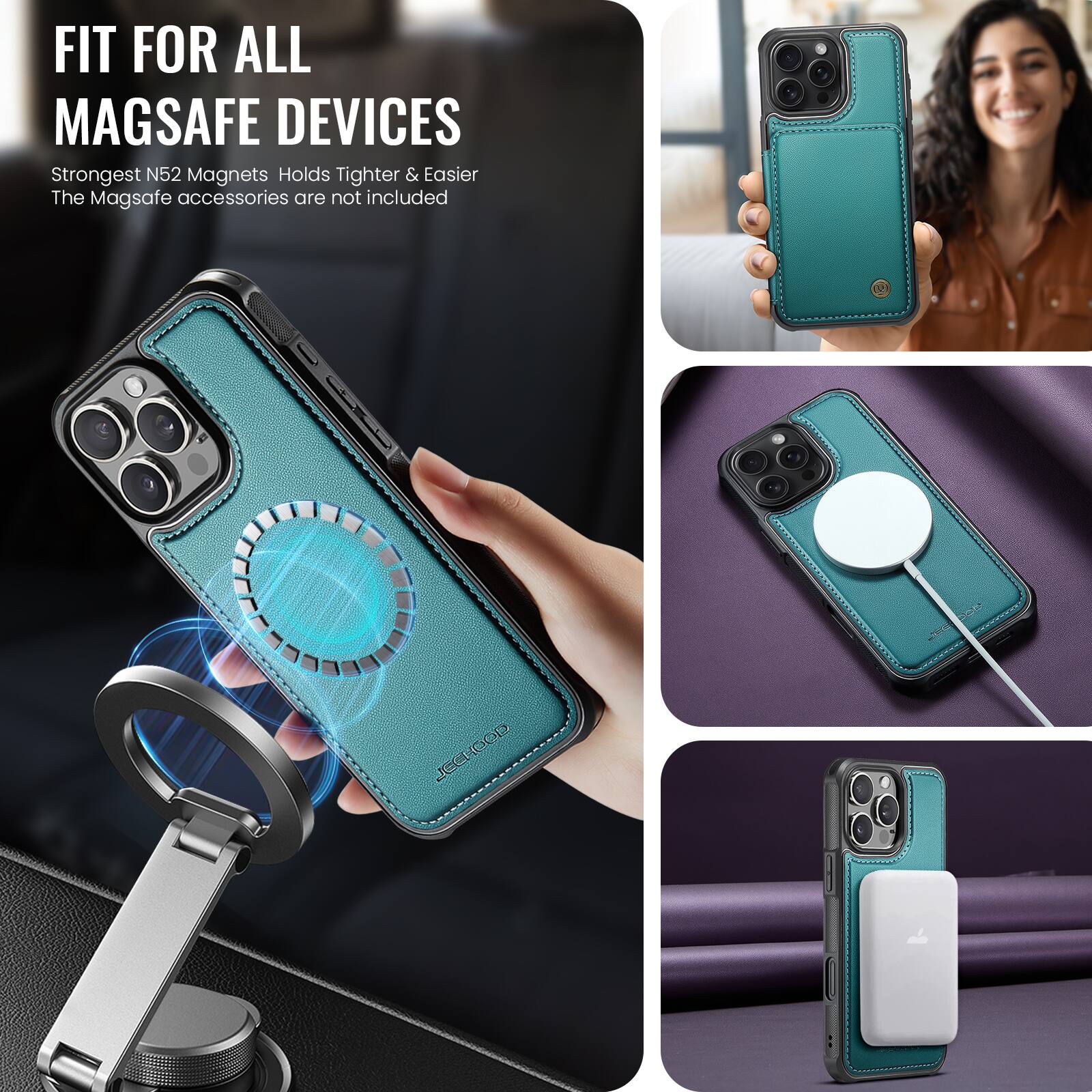FIT FOR ALL MAGSAFE DEVICES

Strongest N52 Magnets Holds Tighter & Easier  
The MagSafe accessories are not included