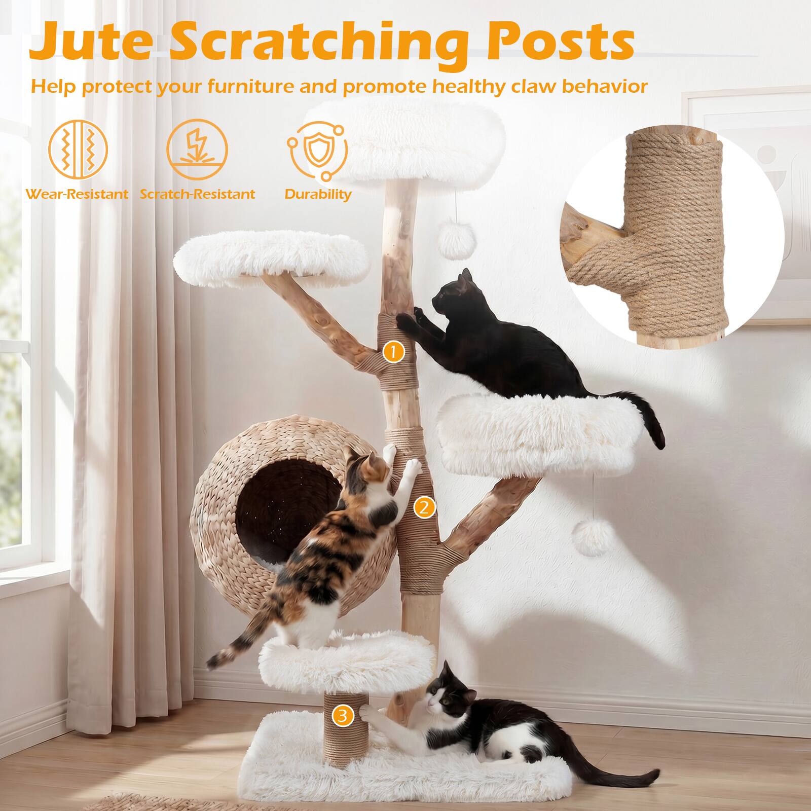 Jute Scratching Posts  
Help protect your furniture and promote healthy claw behavior  

- Wear-Resistant  
- Scratch-Resistant  
- Durability