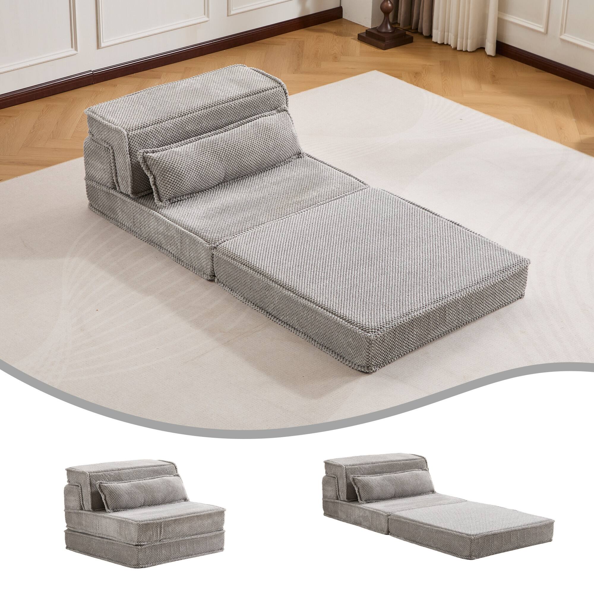 Alt View 2. Boyel Living - Convertible Foam Floor Lounge Chair with Pillow - Light Grey.