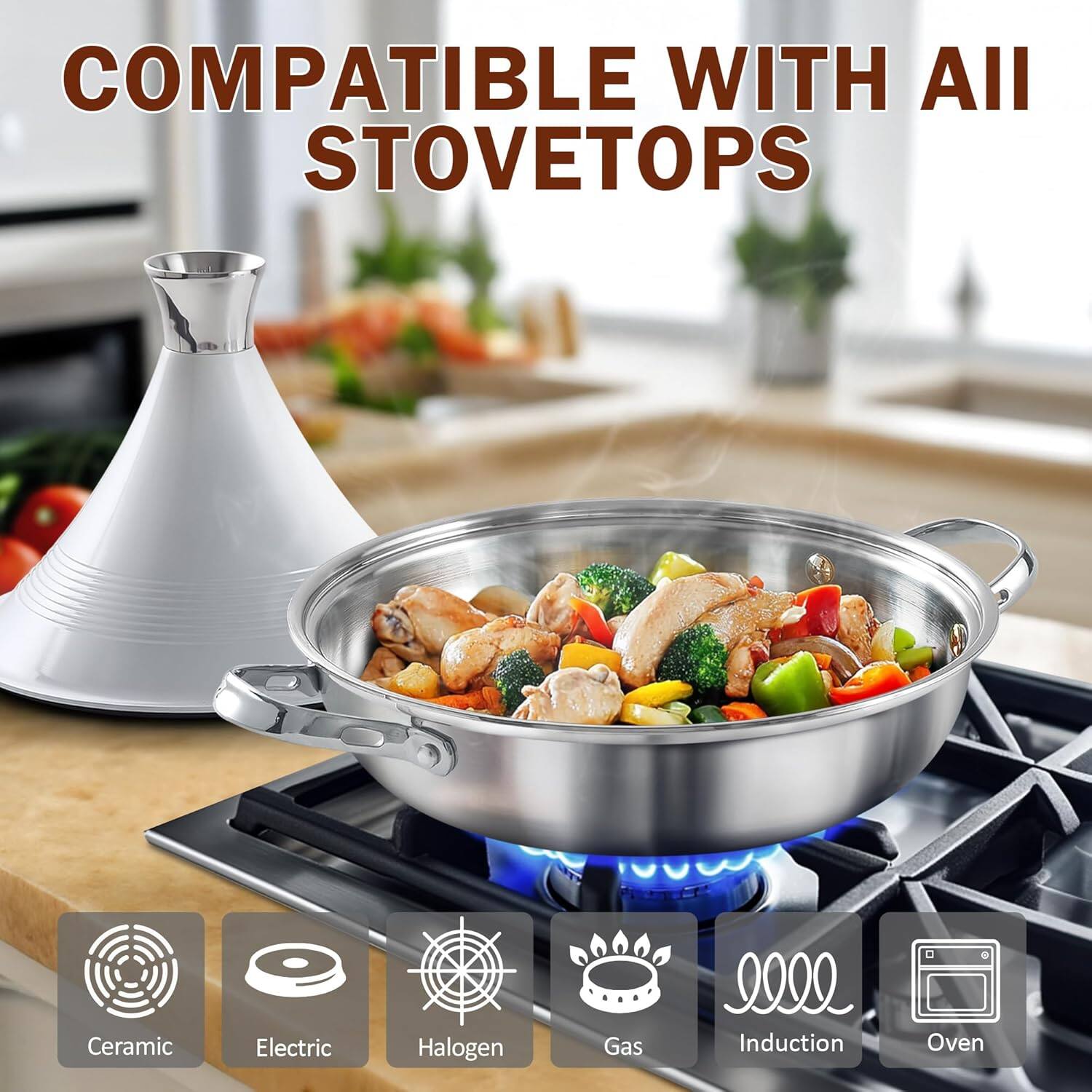 COMPATIBLE WITH ALL STOVETOPS

Ceramic
Electric
Halogen
Gas
Induction
Oven