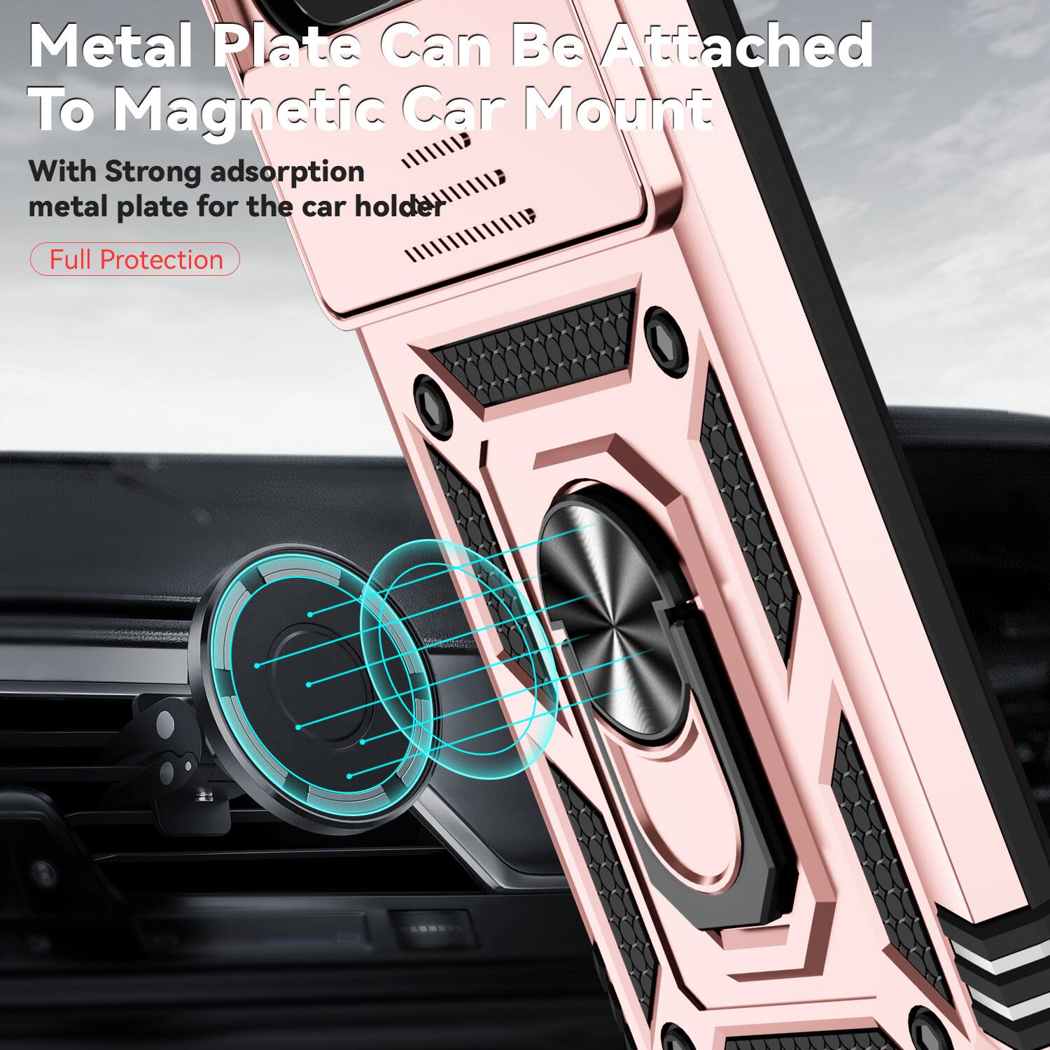 Metal Plate Can Be Attached To Magnetic Car Mount

With Strong adsorption metal plate for the car holder

Full Protection