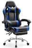 Front. Bestier - Gaming Chair - PU Leather Fixed up Armrest Comfy Lumbar Support Ergonomic Arm Chair With Rocking Mode & Footrest - Blue.