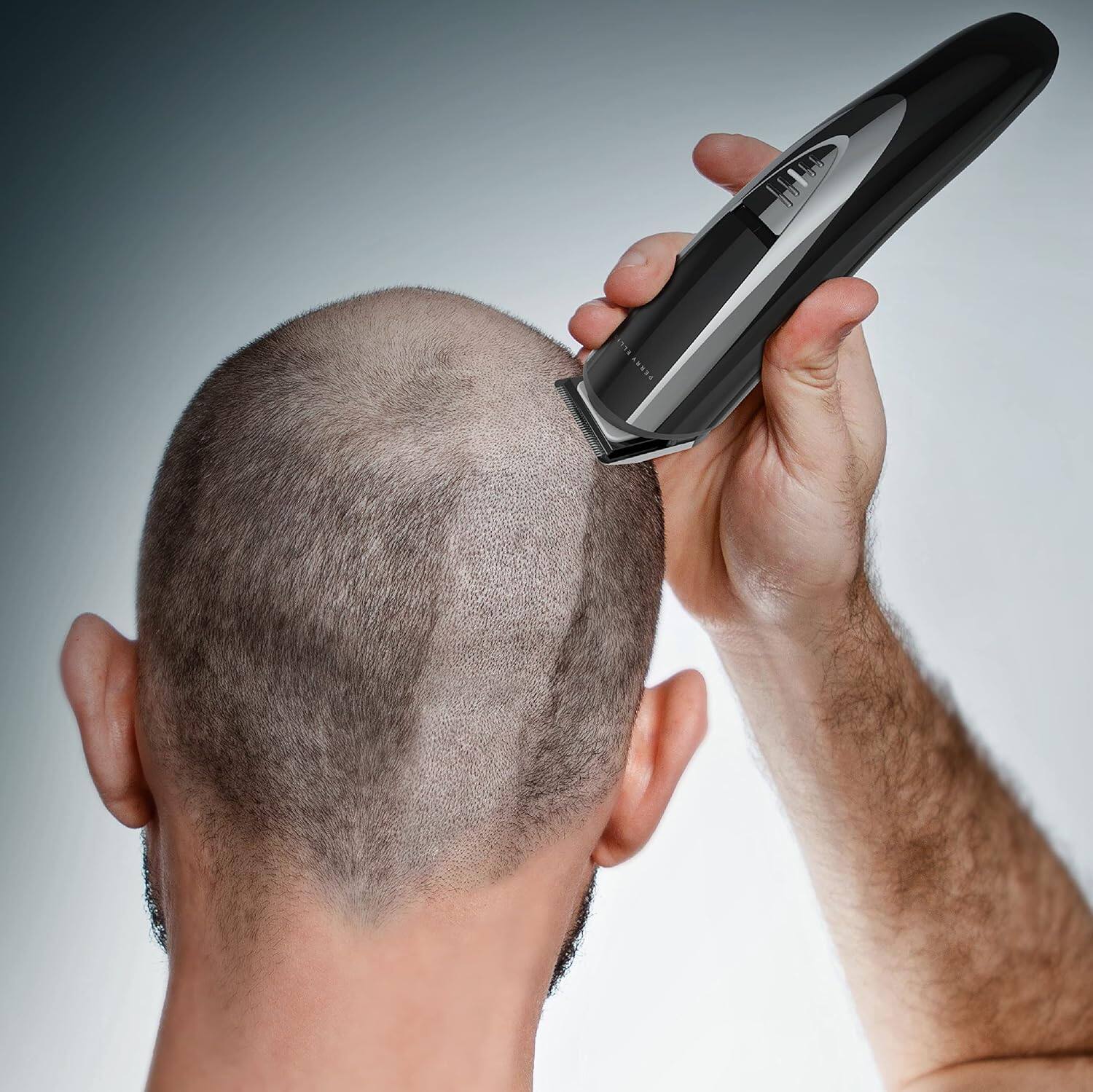 Alt View 5. Perry Ellis - 16-Piece Men's Grooming Kit, Rechargeable Trimmer, Electric Razor for Face, Body, Nose, Ear, LED Display, Charging Dock - Black.