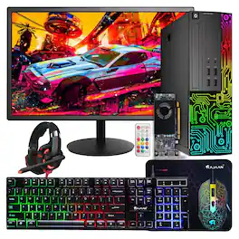Dell - Refurbished Excellent - RGB Gaming Desktop PC, Core i5 up to 3.6GHz, RX550 4GB Graphics, 16GB RAM, 512GB SSD, 24'' Monitor, WiFi, Win11P - Black