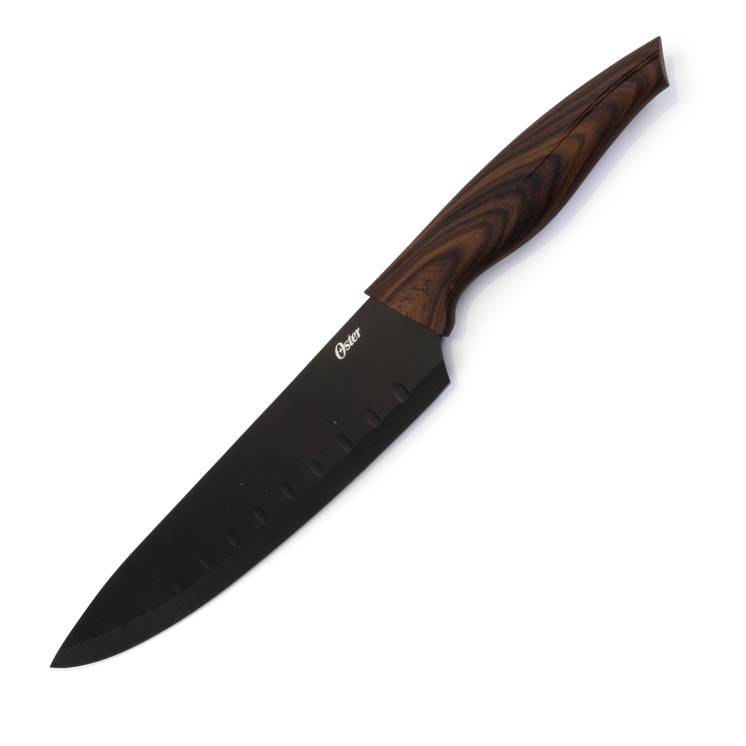 Alt View 8. Oster - Oster Godfrey 5 Piece Stainless Steel Black Cutlery Set with Wood Print Handles - Brown.