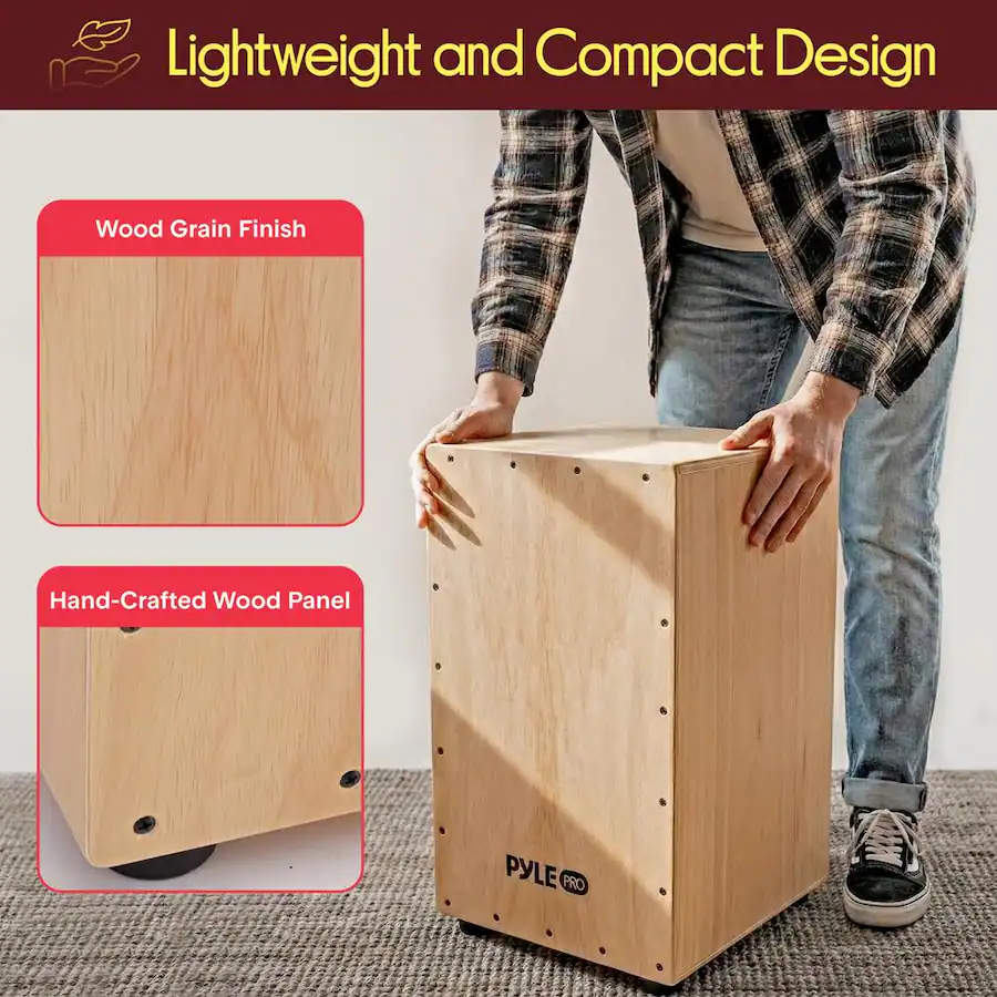 Jam Pro Design Pyle Jam Cajon Handcrafted Stringed Lightweight Percussion Box With ...