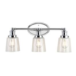 Jonathan Y - Beverly 22.5" 3-Light Iron/Seeded Glass Classic Cottage LED Vanity Light - Chrome