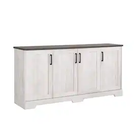 Prepac - Rustic Ridge 4-Door Console Table Washed Engineered Wood Sideboard - White