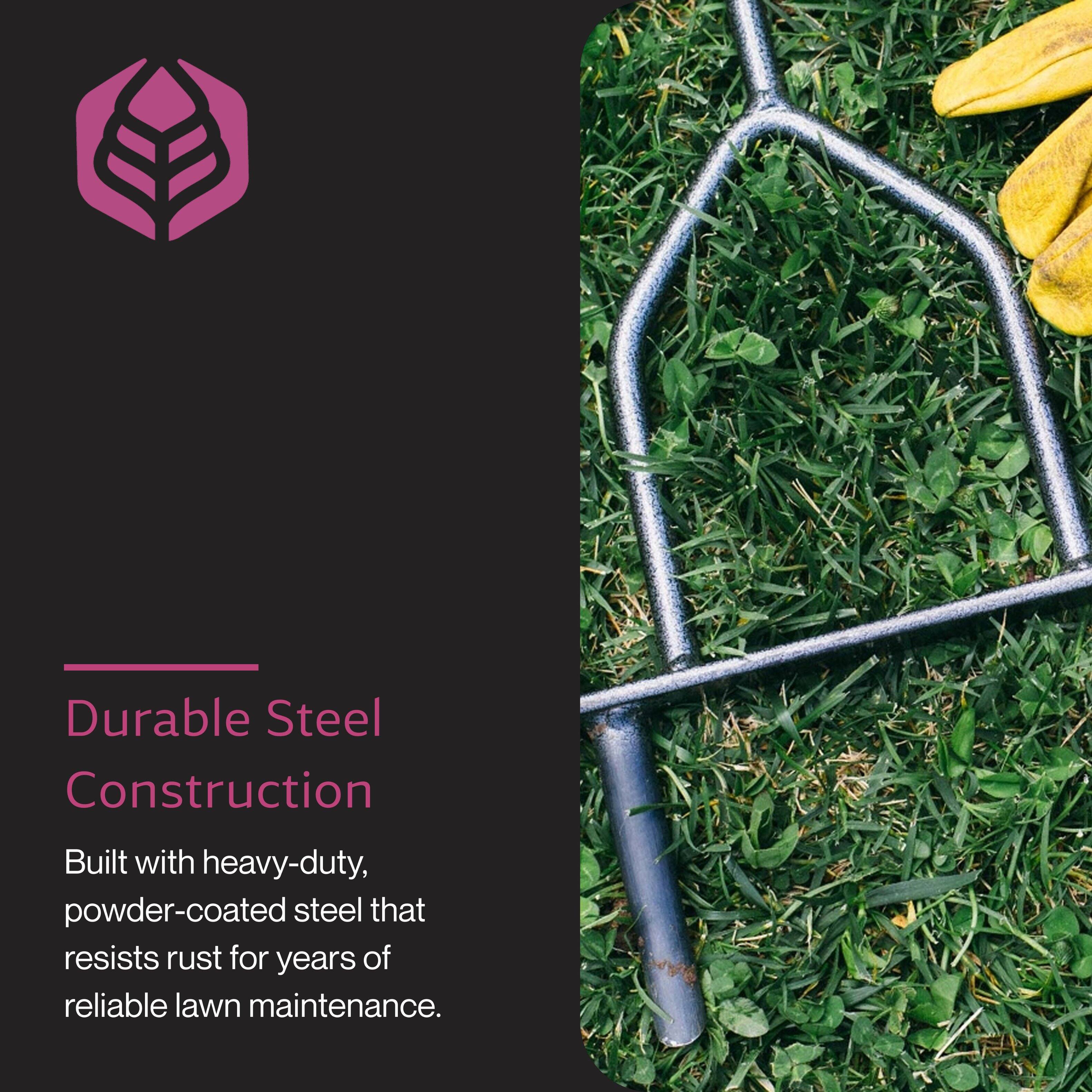 Durable Steel Construction  
Built with heavy-duty, powder-coated steel that resists rust for years of reliable lawn maintenance.