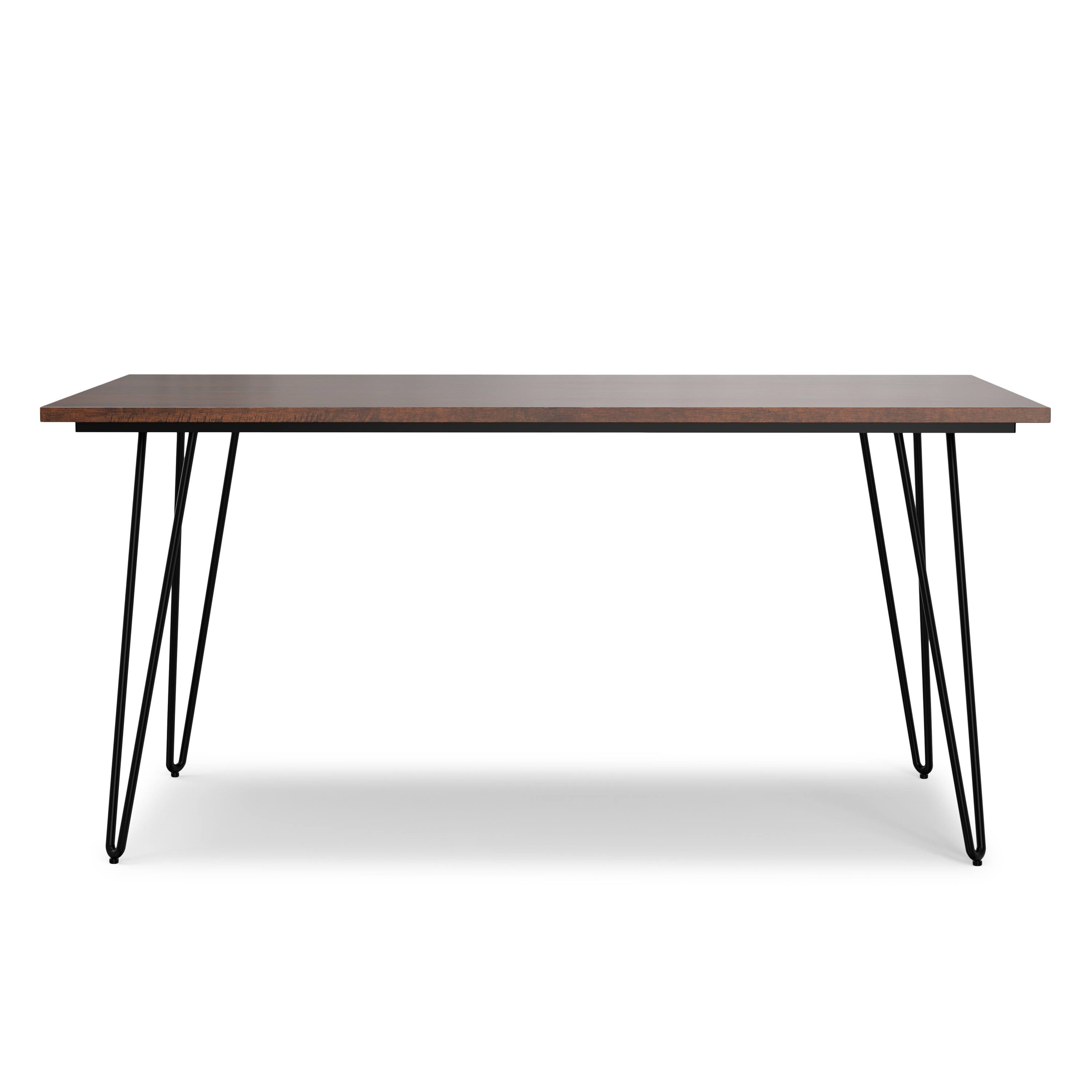 Left. Simpli Home - Hunter SOLID MANGO WOOD and Metal 66 inch x 40 inch Rectangle Industrial Dining Table in Umber Brown - Umber Brown.