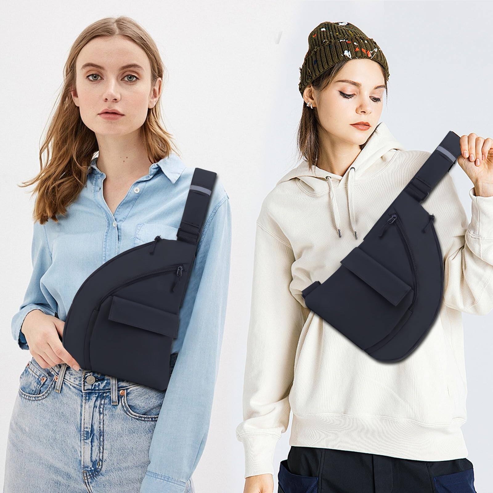 Alt View 2. Wikistore - WIKISTORE Anti Theft Sling Bag Crossbody Chest Bag for Women Men Travel Lightweight Waterproof Black - Black.