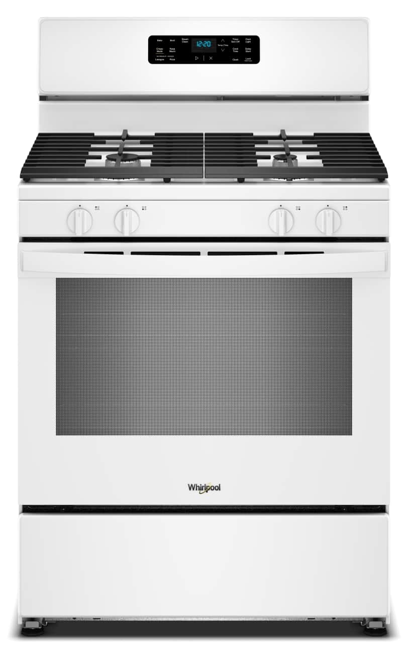Whirlpool - 30 inch Wide 4 Burner 5.3 cu. ft. Freestanding Gas Range with No Preheat Mode and Steam Cleaning - White