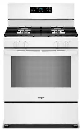 Whirlpool - 30 inch Wide 4 Burner 5.3 cu. ft. Freestanding Gas Range with No Preheat Mode and Steam Cleaning - White