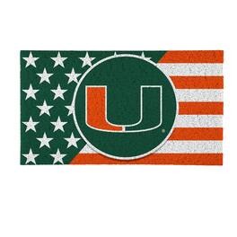 Evergreen Enterprises - Miami Hurricanes 16" x 28" Stars & Stripes Patriotic Turf Mat - Multicolor