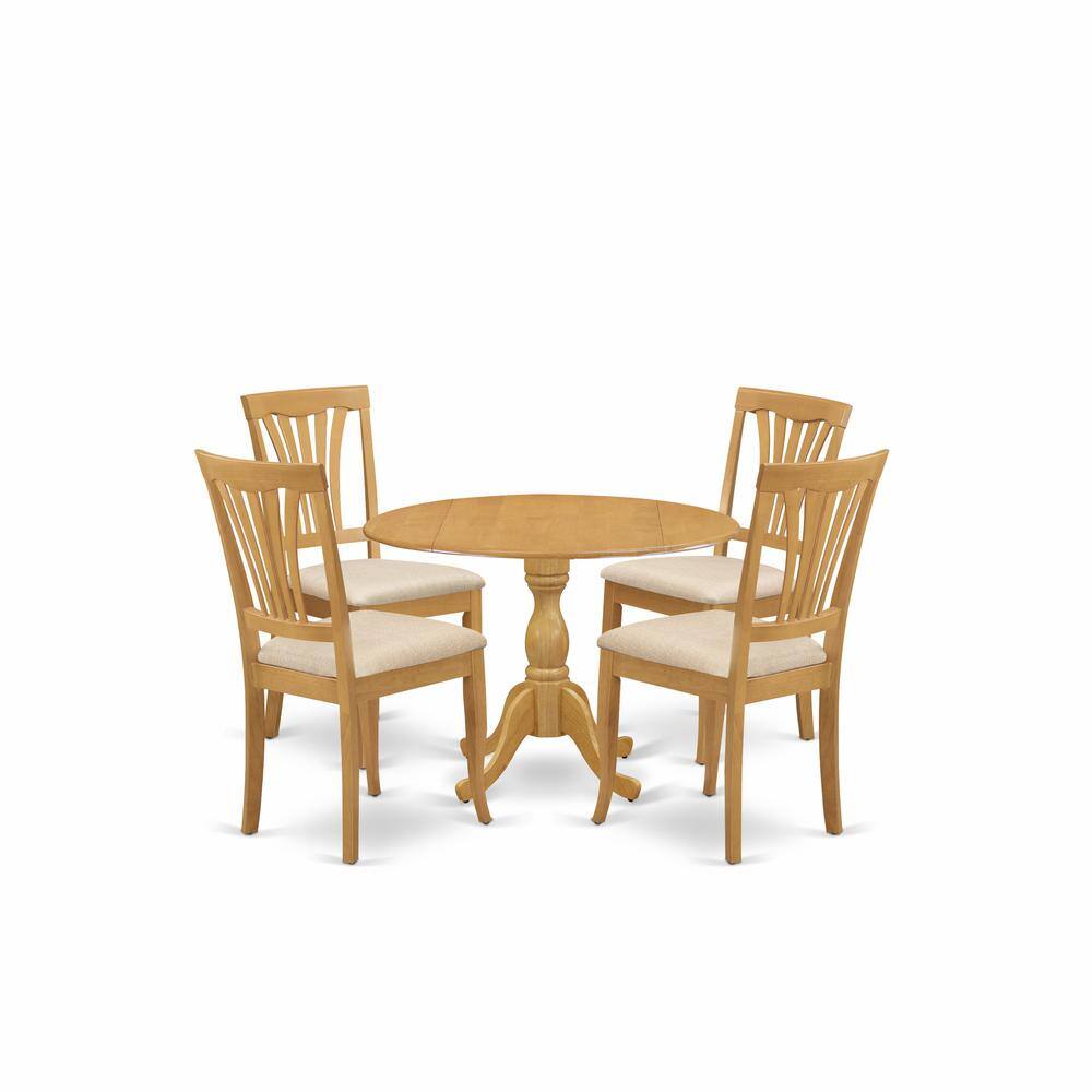 Left. East West Furniture - East West Furniture DMAV5-OAK-C 5 Piece Dining Room Set - Oak Dining Room Table and 4 Oak Linen Fabric Kitchen & Dining - Oak.