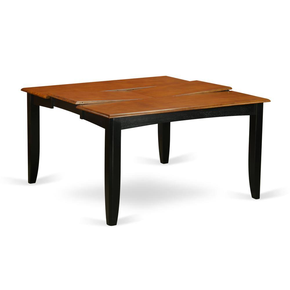 Angle. East West Furniture - PARF7-BLK-C 7 Pc formal Dining room set-Square Dining Table with Leaf and 6 Dining Chairs - Black & Cherry.