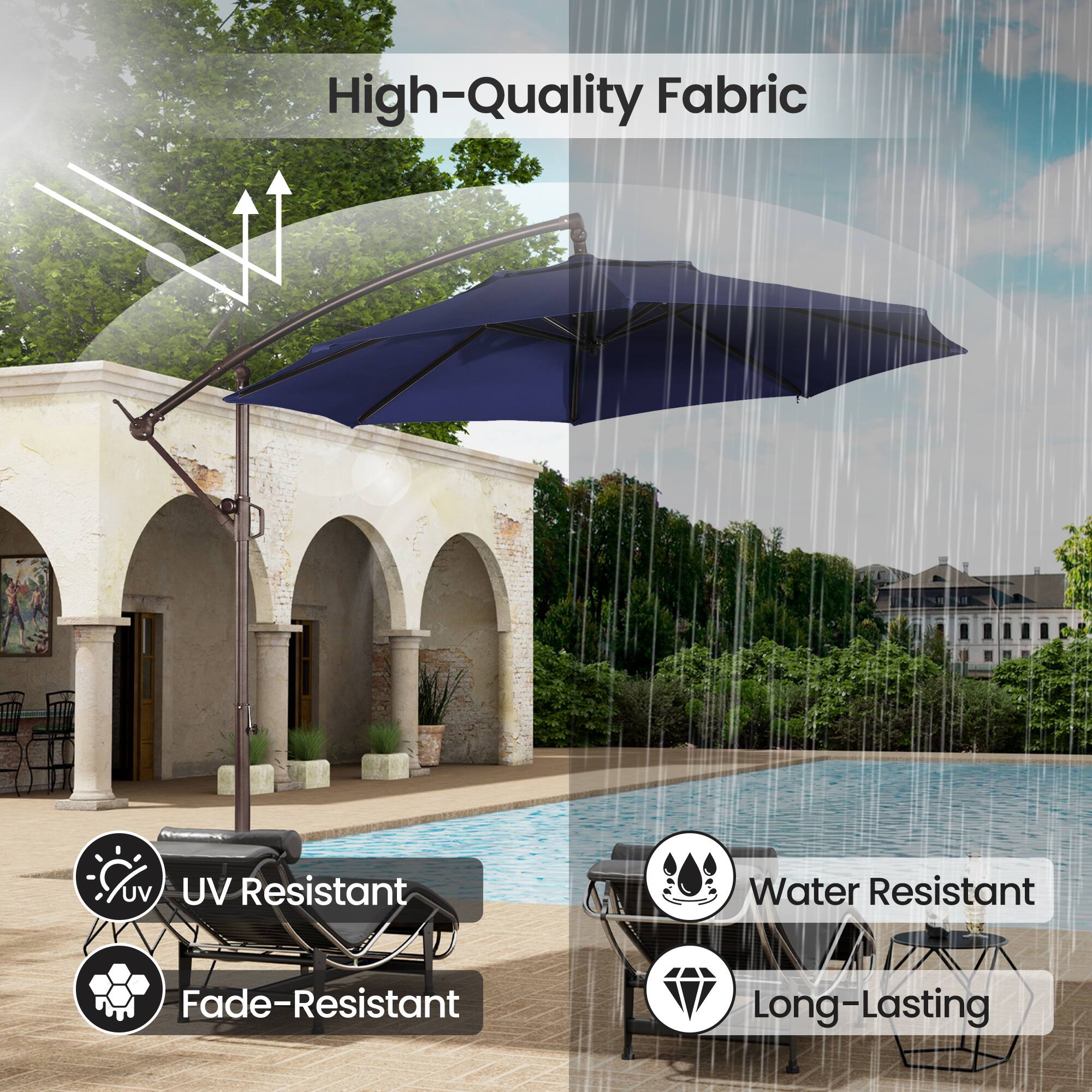 High-Quality Fabric  
UV Resistant  
Water Resistant  
Fade-Resistant  
Long-Lasting
