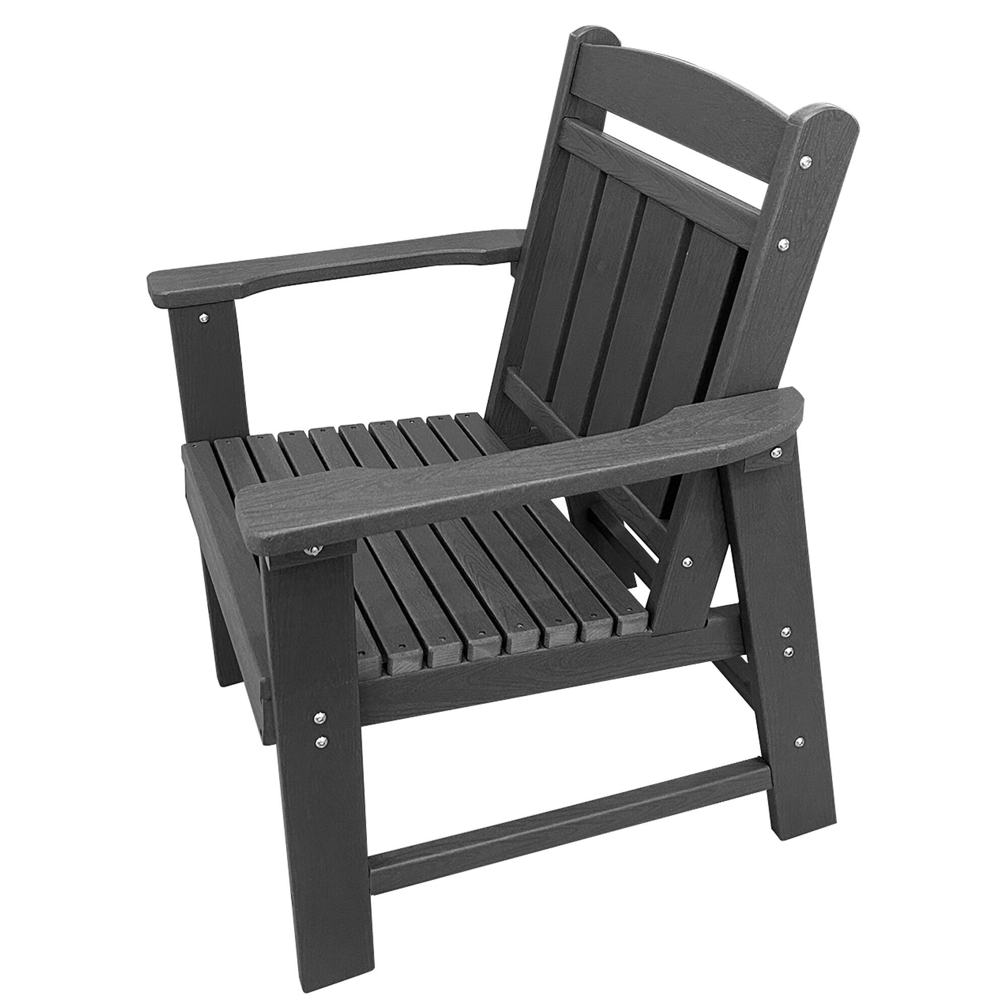 Alt View 6. Fortune Candy - Modern HDPE Patio Dining Set, 5-Piece Poly Lumber Table & Chairs with Umbrella Hole, Weather-Resistant for Yard & Lawn - Gray.