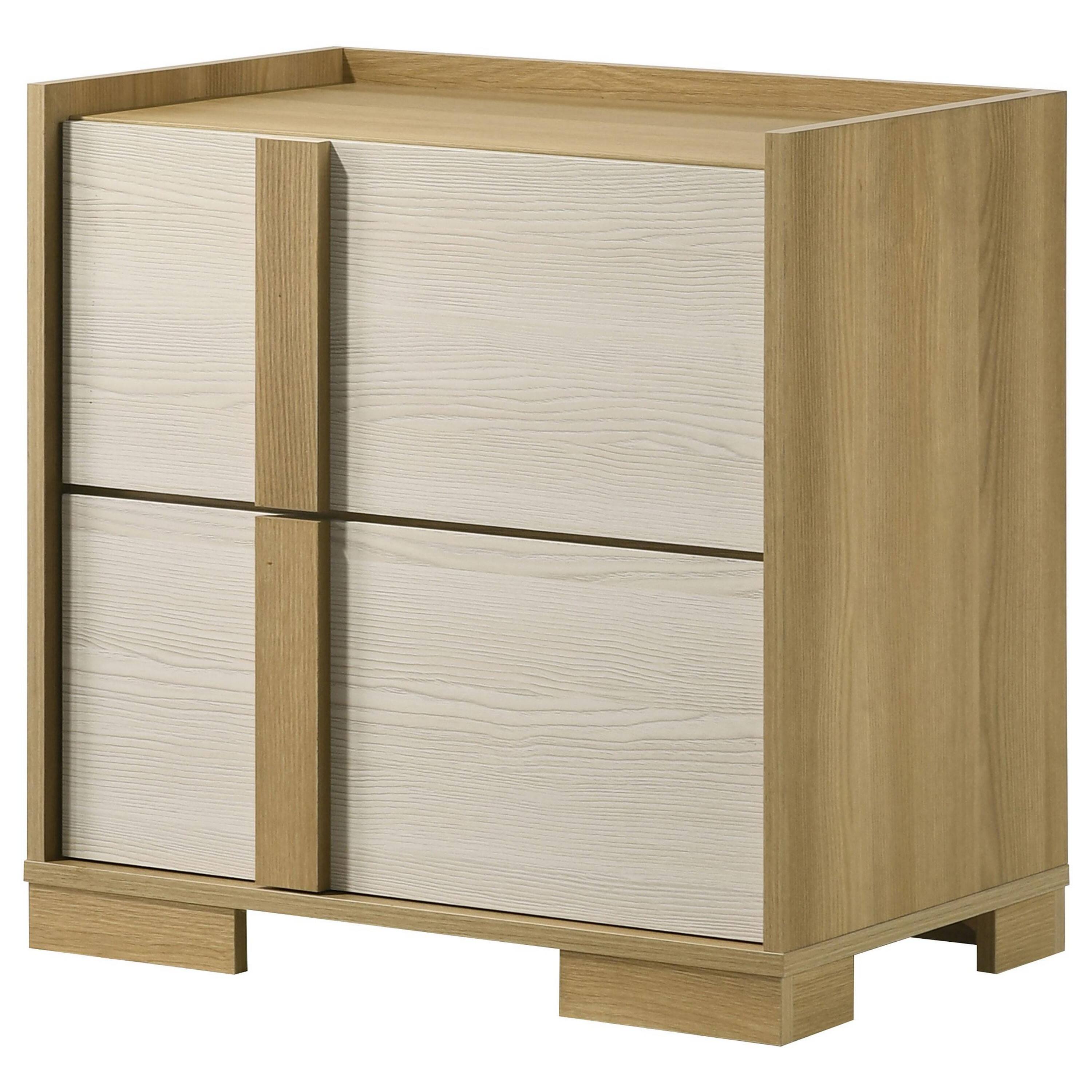 Alt View 2. Manhattan Lane - Hyle Modern Nightstand, 2 Drawers, 24 Inch - Natural Brown.