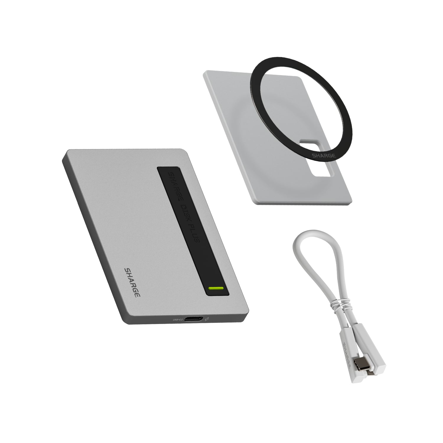 Sharge - SSD Enclosure 10Gbps M.2 NVMe, 0.24" with Built-in Cable USB C 3.2 Gen2 (SSD not Included) - Gray