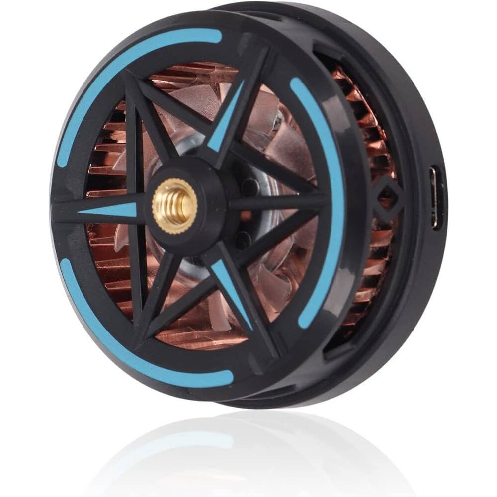 Front. ACJPR - Cell Phone Cooler, Magnetic Semiconductor Cooling Fan with LED, Portable Mobile Radiator for Gaming, Streaming, and Vlog - Black.