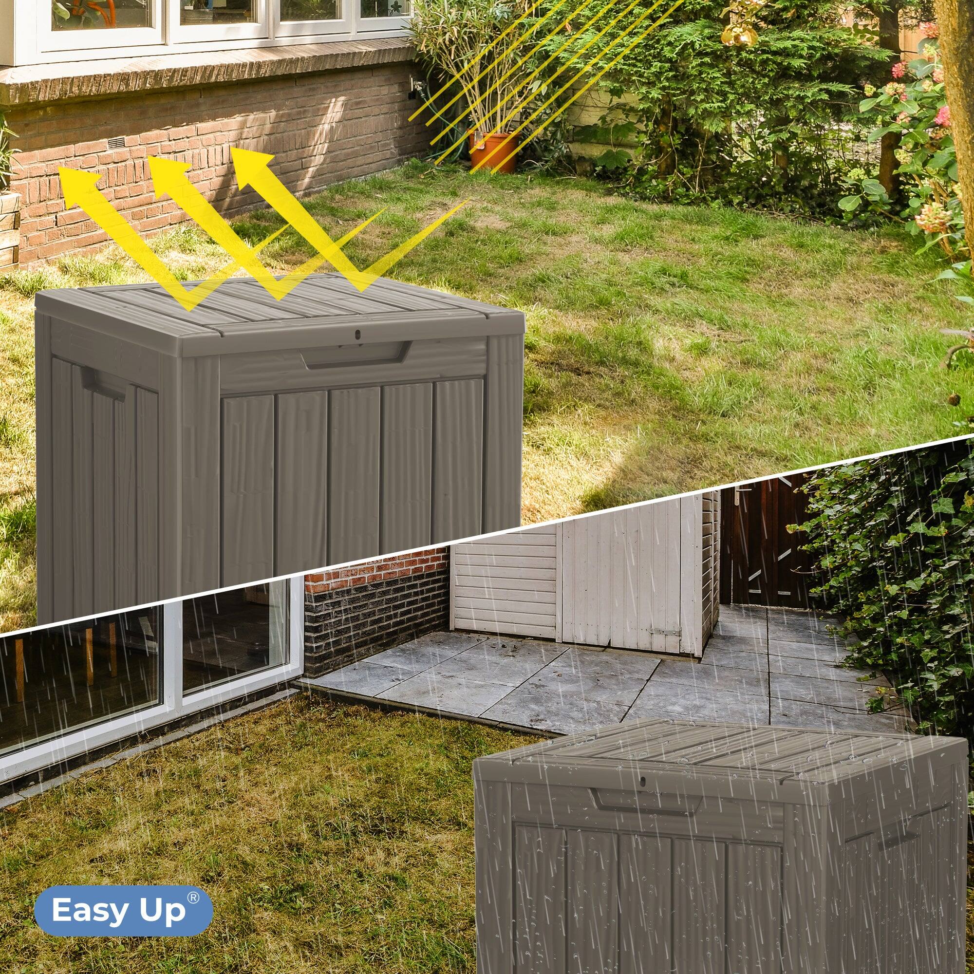 Alt View 2. Mondawe - 30 Gallons Resin All-Weather Waterproof Outdoor Storage Box - Light Brown.