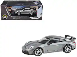 2025 Porsche 911 GT3 (992.2) GT Silver Metallic with Carbon Stripe 1/64 Diecast Model Car by Paragon