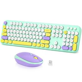 METALTON - And Mouse Combo Full sized Typewriter Keyboards 2 4 Ghz Receiver Plug Play For Windows Pc Laptop Desktop Co - Mint Green