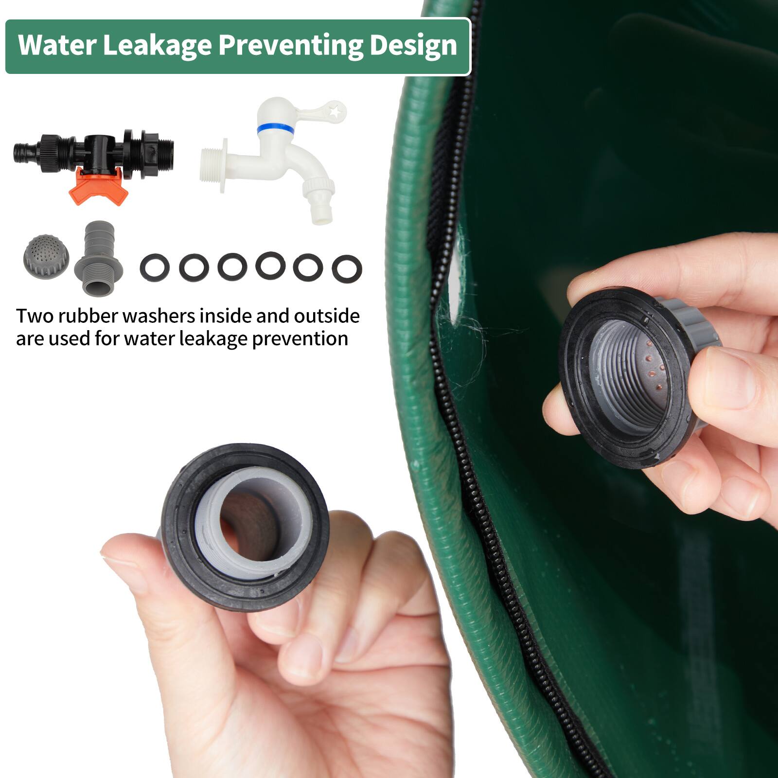 Alt View 5. Winado - 100 Gallon Rain Barrel Foldable Portable Water Collector Storage Outdoor Supply - Green.