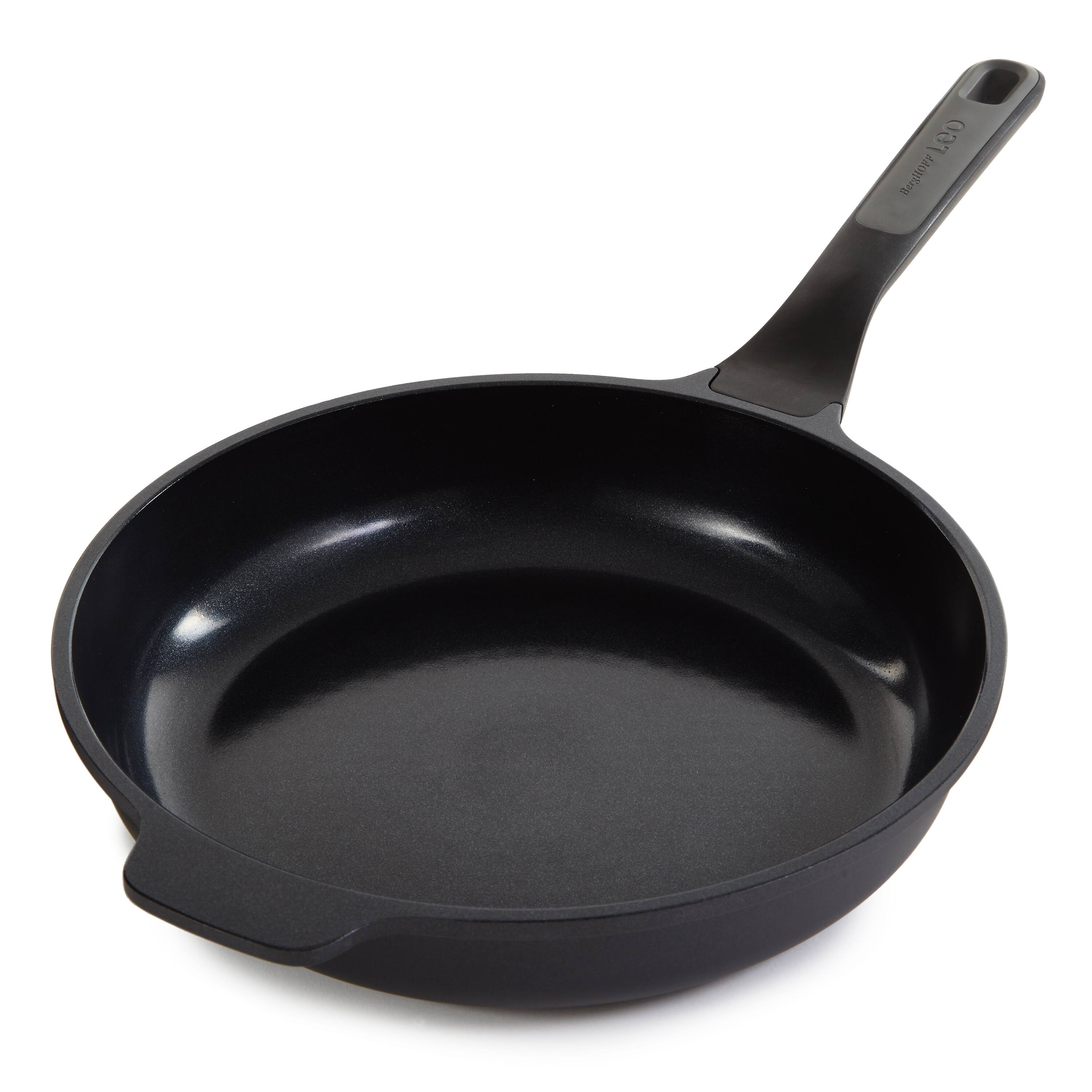 Angle. BergHOFF - BergHOFF Leo Stone+ Nonstick Ceramic Aluminum Fry Pan 11", Recycled - Black.