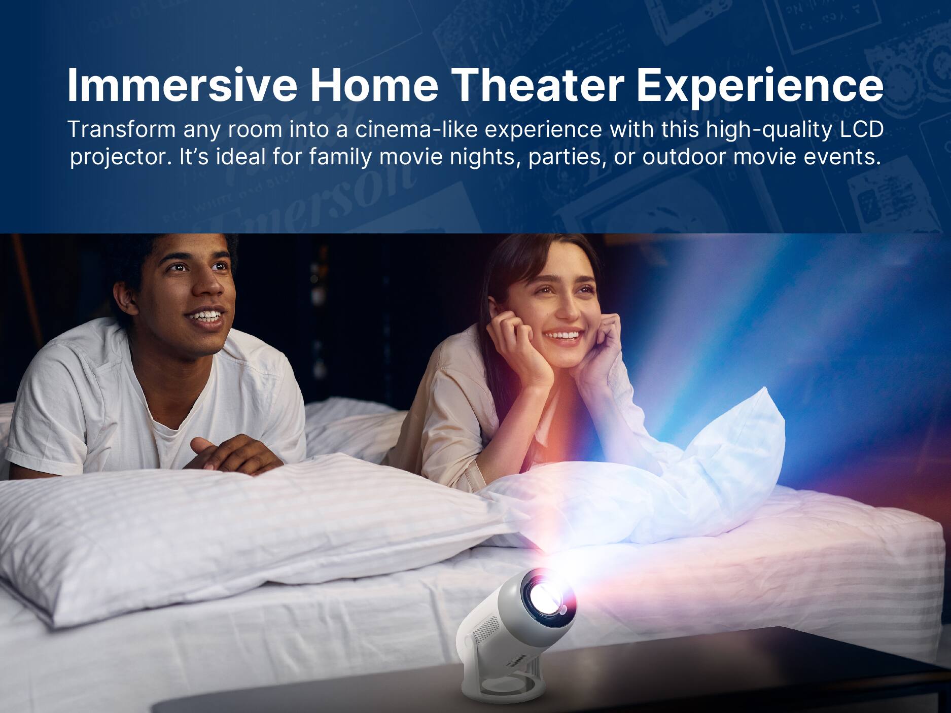 Immersive Home Theater Experience

Transform any room into a cinema-like experience with this high-quality LCD projector. It's ideal for family movie nights, parties, or outdoor movie events. Amerson