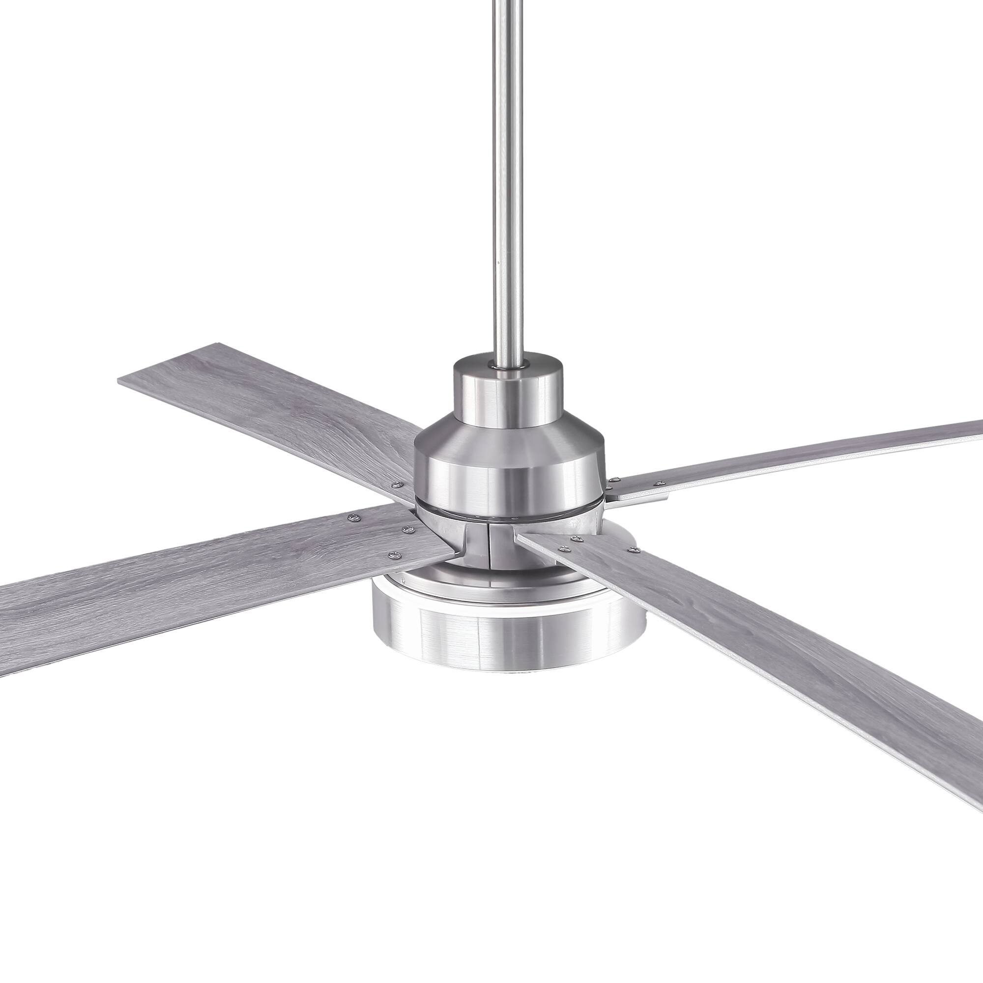 Alt View 5. Parrot Uncle - 60" Modern Brushed Nickel Integrated LED Smart Ceiling Fan with Light and App - Sand Nickel.
