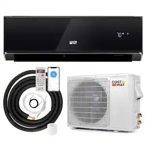 Costway - 12000 BTU Wifi Enabled Mini Split Air Conditioner & Heater with Heat Pump - Black + White