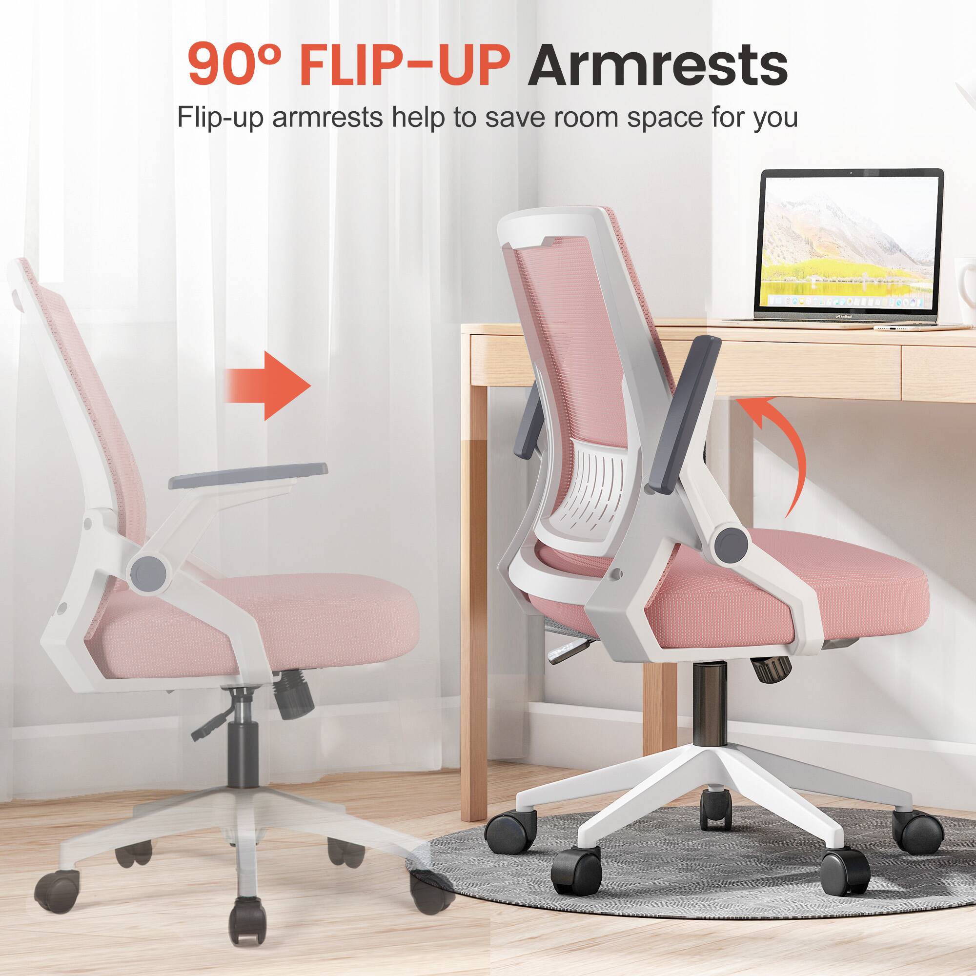 90° FLIP-UP Armrests
Flip-up armrests help to save room space for you