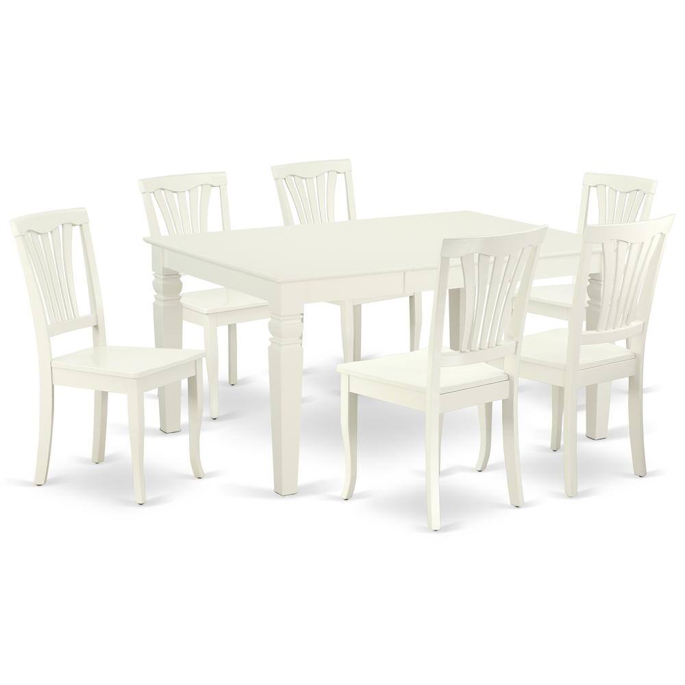 Back. East West Furniture - Dining Room Set Linen White - Brown.