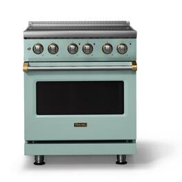 Viking - 30"W. Pro5S 4.7 Cu. Ft. Freestanding 4 Element Electric Convection Range - /Brushed Brass - Splash