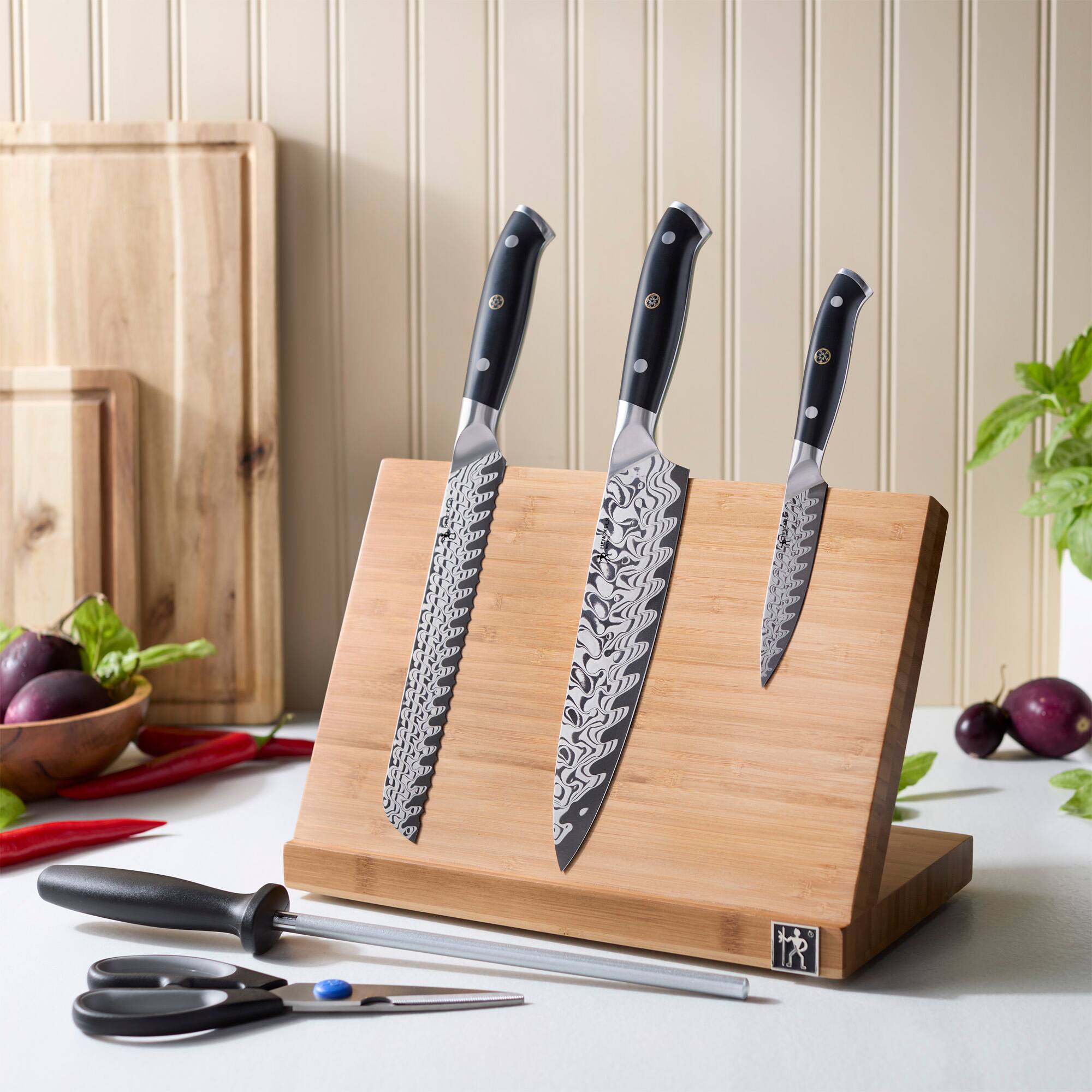 Alt View 1. Henckels - Henckels Compass Damascus 6-pc Magnetic Easel Knife Set - Bamboo.