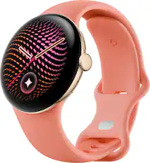 Front. Google - Pixel Watch 5 (41mm) - LTE - Champagne Gold Case - Canyon Band.