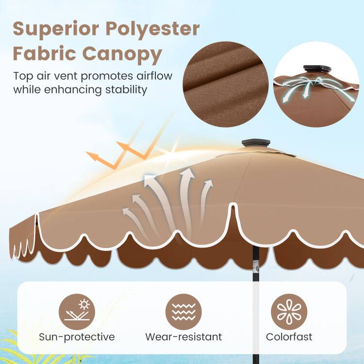 Superior Polyester Fabric Canopy  
Top air vent promotes airflow while enhancing stability  

Sun-protective  
Wear-resistant  
Colorfast