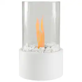 Northlight - Bio Ethanol Round Portable Fireplace with Base - 10.5" - White