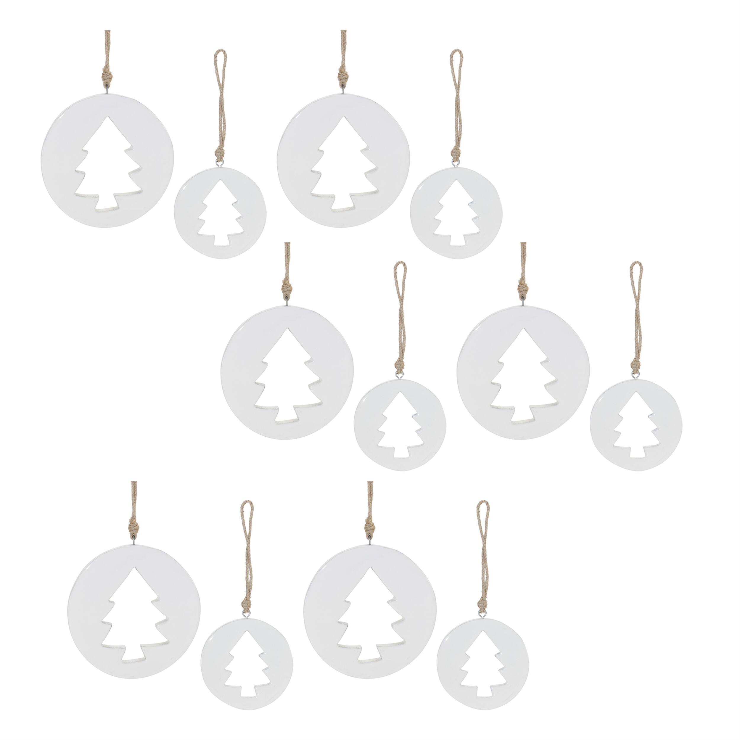 Alt View 2. BreeBe - White Wood Pine Tree Cut-Out Ornament (Set of 12) - white.