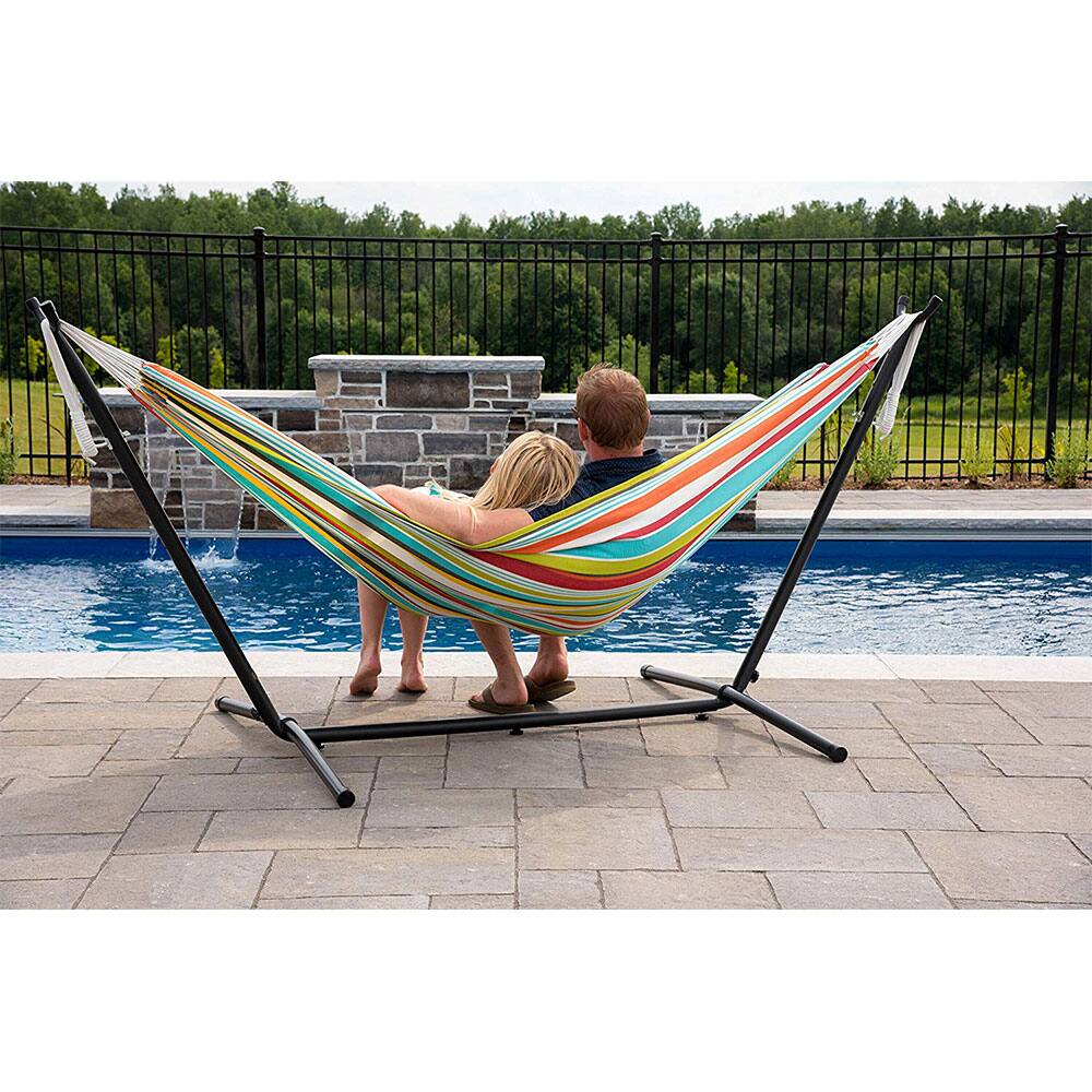 Alt View 2. Vivere - Vivere Double Polyester Easy Assemble Outdoor Hammock with Steel Stand, Ciao.