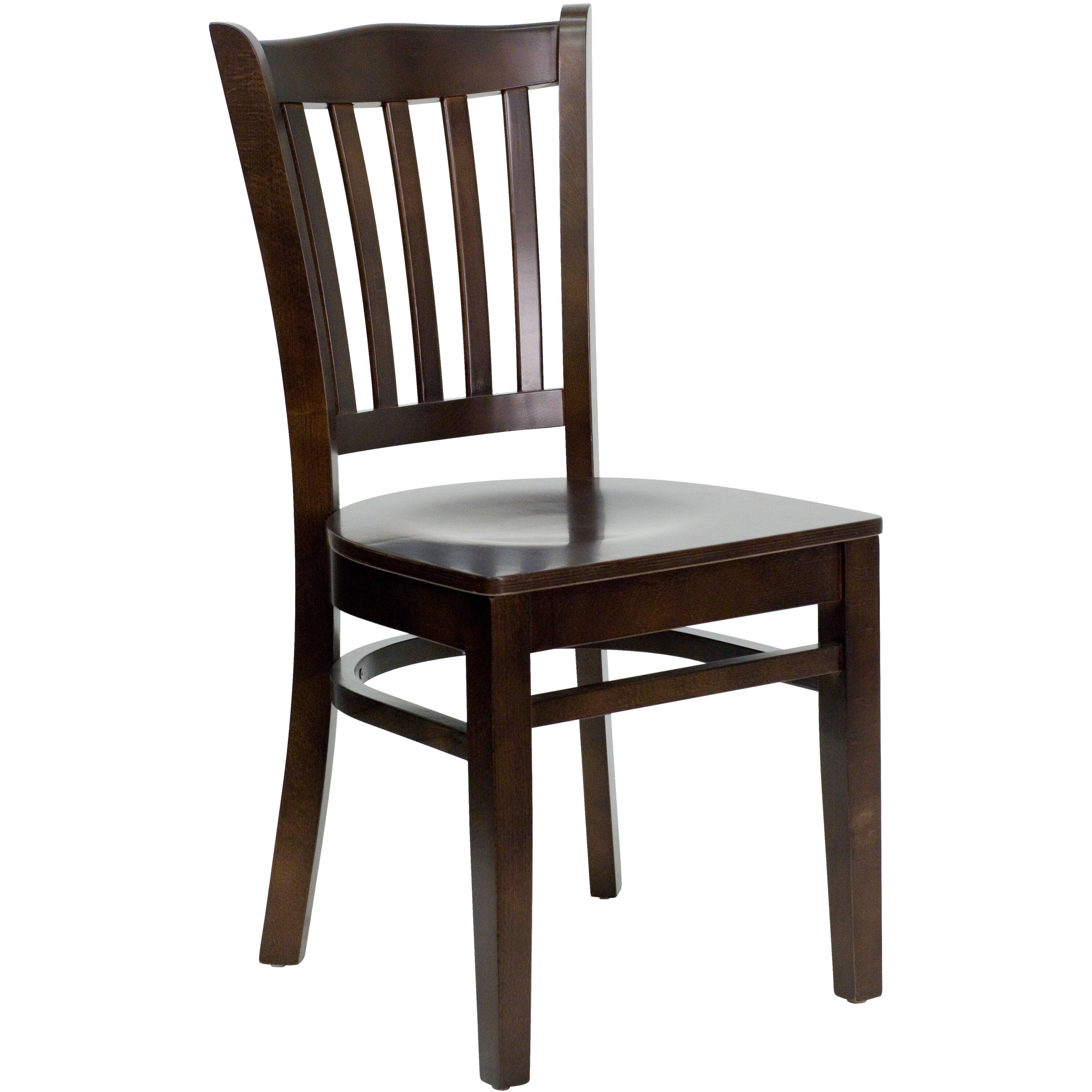 Alt View 7. Emma + Oliver - 2 Pack Vertical Slat Back Wooden Restaurant Chair - Walnut Wood Seat/Walnut Wood Frame.