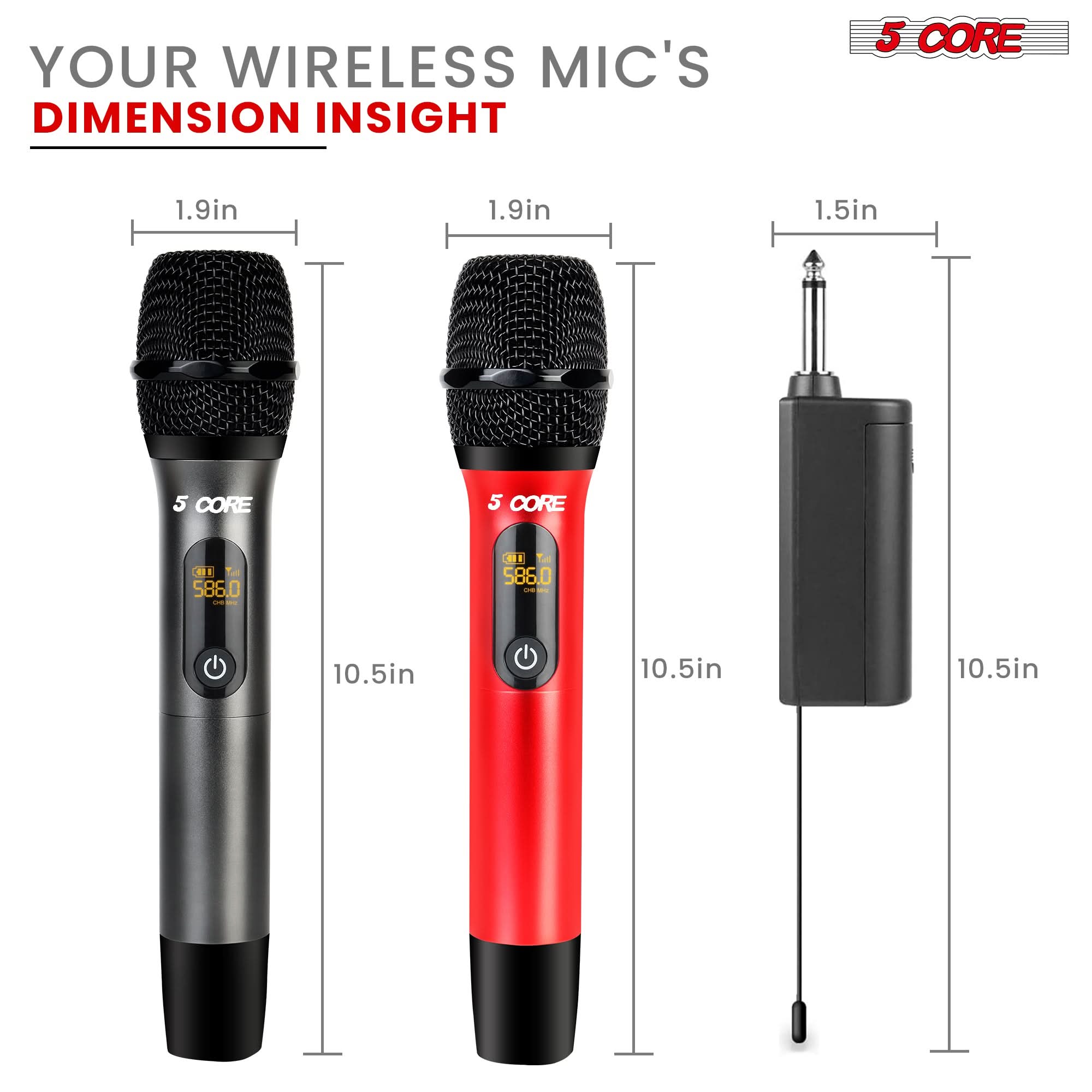 YOUR WIRELESS MIC'S DIMENSION INSIGHT 5 CORE 1.9in 1.9in 1.5in 5 CORE 5 CORE CT Tu 586.0 i - C Ta 586.0 - - 10.5in 10.5in 10.5in